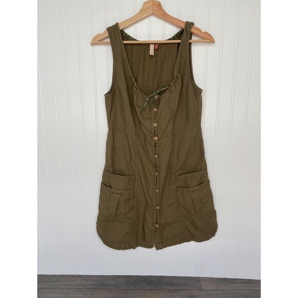 Pilcro Dress Size Small Army Green Mini Button Down 100% Cotton Anthropologie - Picture 2 of 7